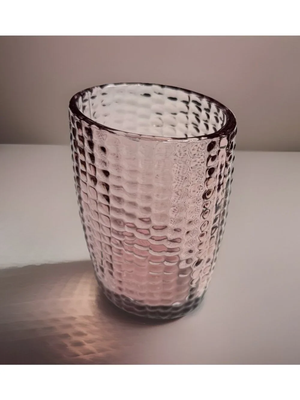 IKEA Purple Hobnail Glass Toothbrush Holder 4” Bubble Glass Bathroom Tumbler Cup